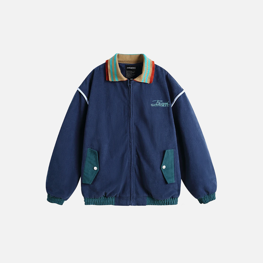 Men's Patchwork Zip-Up Casual Jacket