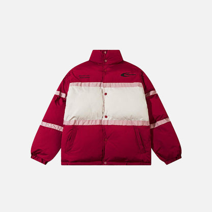 Color Block Stand Collar Puffer Jacket