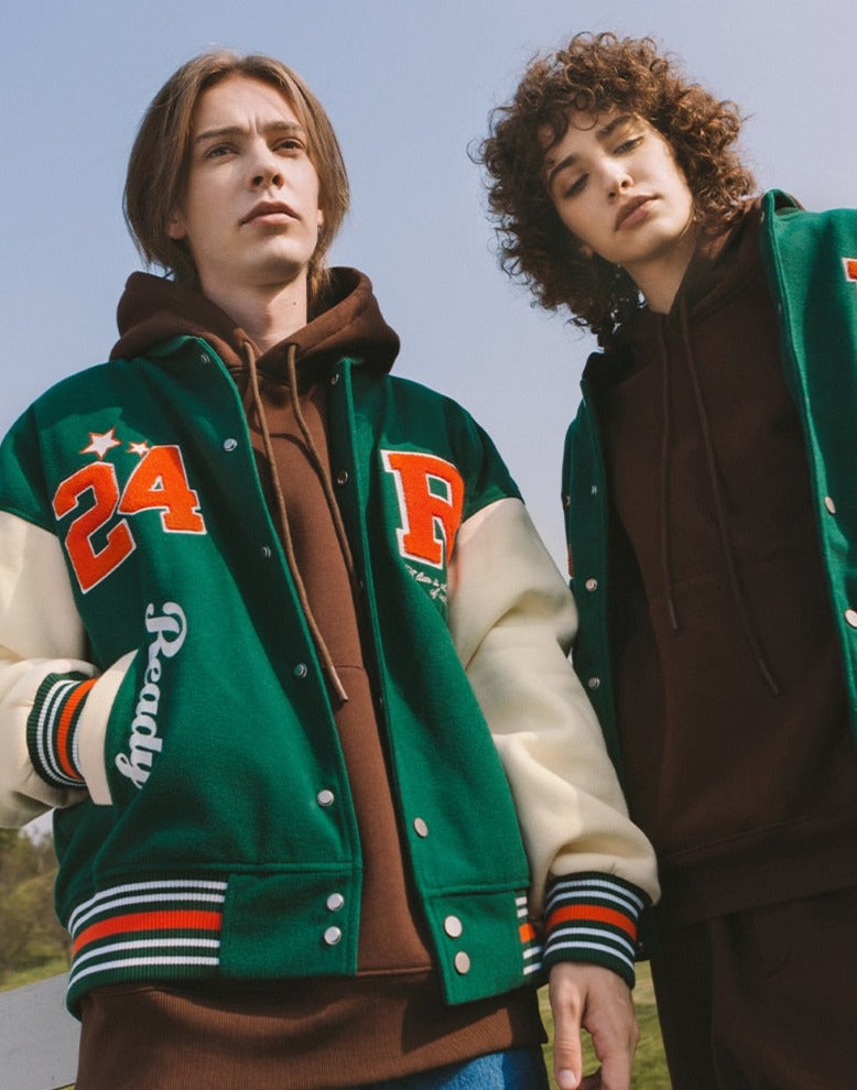 Ready Embroidery Green Varsity Jacket