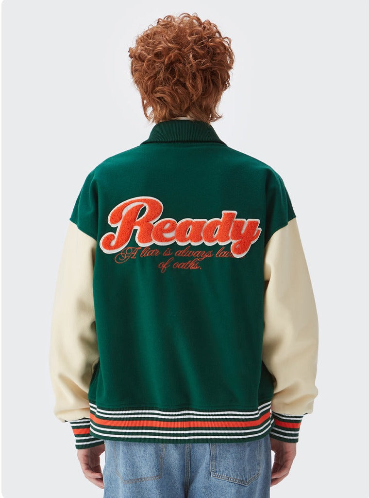 Ready Embroidery Green Varsity Jacket