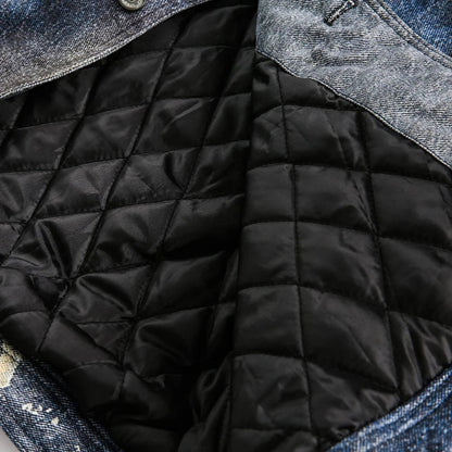 Abstract Chain Detail Denim Jacket