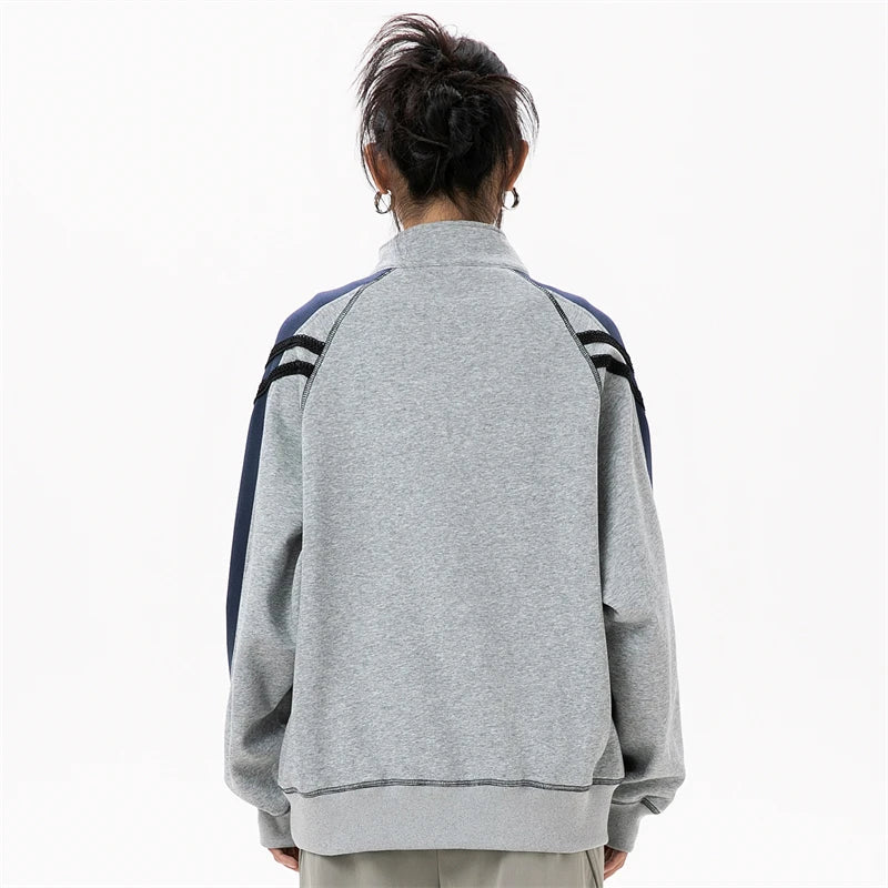 Harajuku Off-Shoulder Zipper Sweatshirt