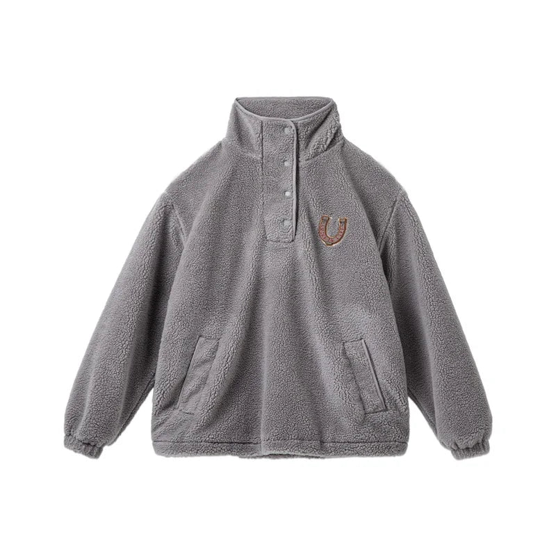 Cozy Polar Fleece Half Placket Sweatshirt