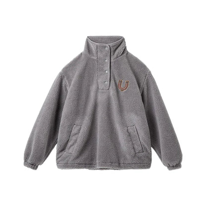Cozy Polar Fleece Half Placket Sweatshirt