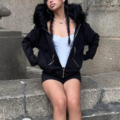 Y2K Fur-Hooded Arctic Jacket