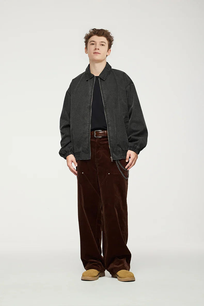 Vintage Turn-down Collar Windbreaker