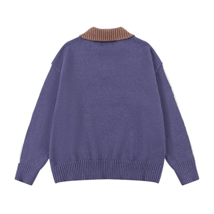 Colorful Patchwork Knit Sweater
