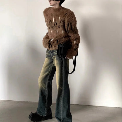 Aura Color Blocked Stand Collar Sweater