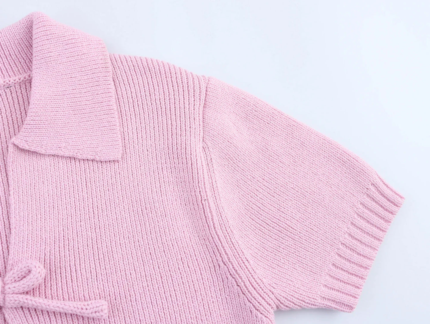 Sweet Bow Decoration Knitted Short Cardigan