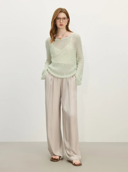 Women Casual Relaxed Knit Overlay Sweater