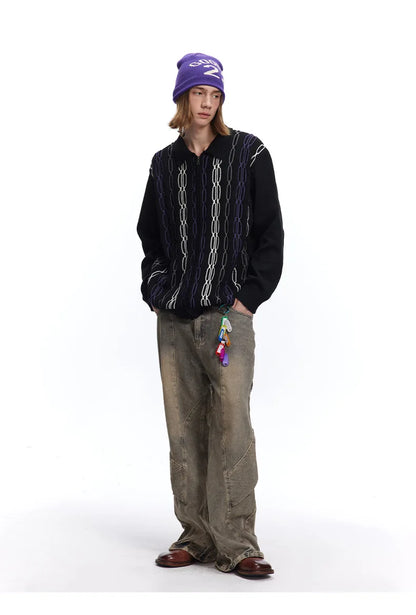 Cable Knit Zip-Up Sweater