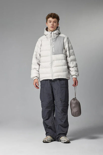 Patchwork Hooded Puffer Jacket