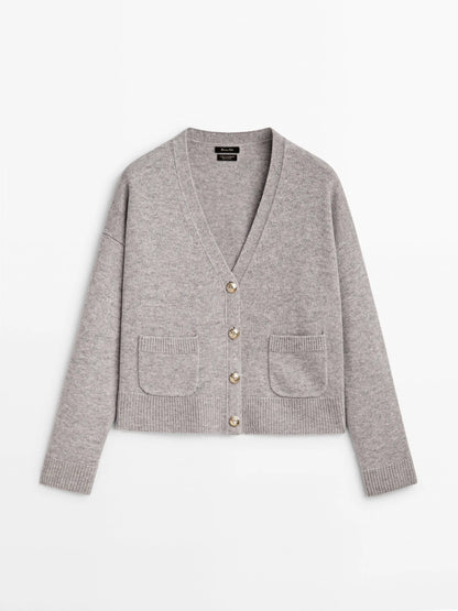 Ethereal Minimalist V-Neck Knitted Cardigan