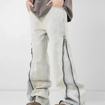Wide Zipper Wide-leg Jeans