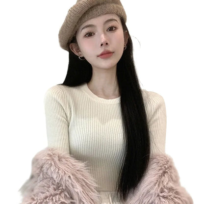 Long-Sleeve Ribbed Crop Sweater