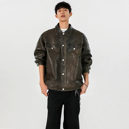 Classic Premium Vintage Loose Leather Motorcycle Jacket