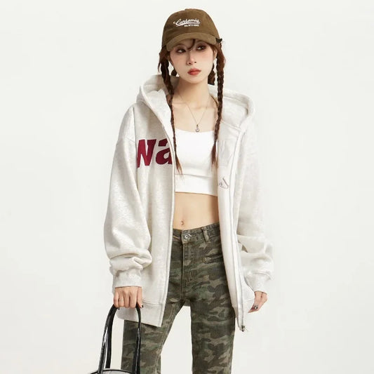Cozy Oversized Letter Embroidery Sweatshirt