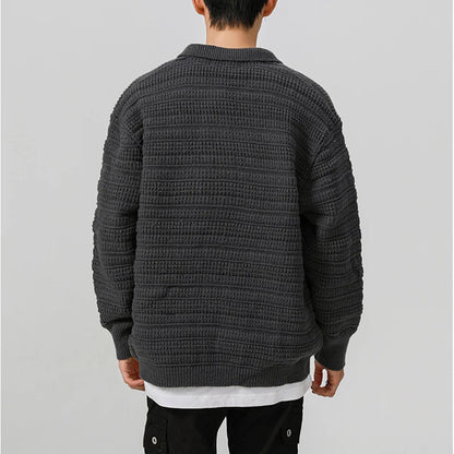 Fashionable Retro Loose Knitted Stripe Sweater