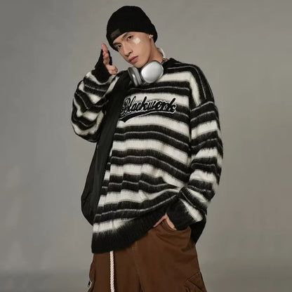 Vintage American Style Striped Knitted Sweater