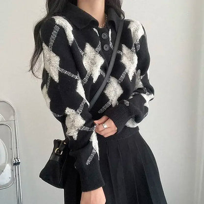 Vintage Turn Down Collar Ulzzang Sweater