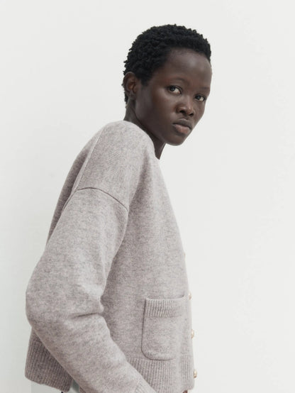 Ethereal Minimalist V-Neck Knitted Cardigan