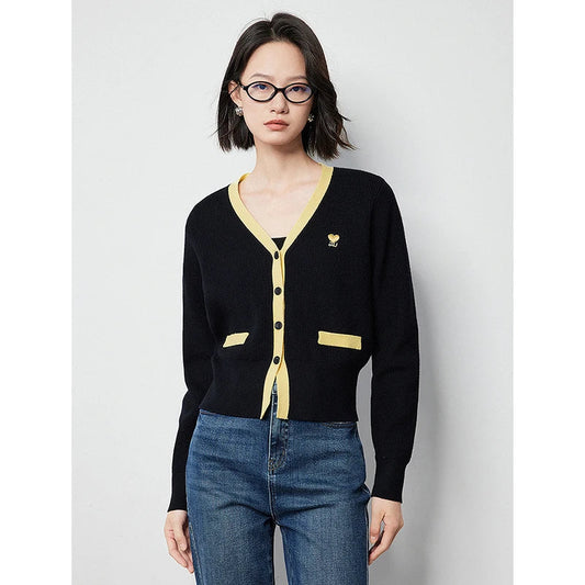 V-Neck Slim Waist Knitted Cardigan
