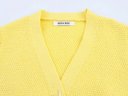 Sweet Versatile V-Neck Knitted Cardigan