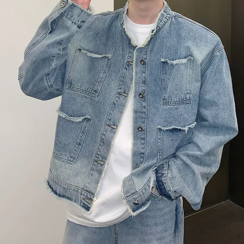 Men's Streetwear Retro Ripped Luxury Denim Jacket