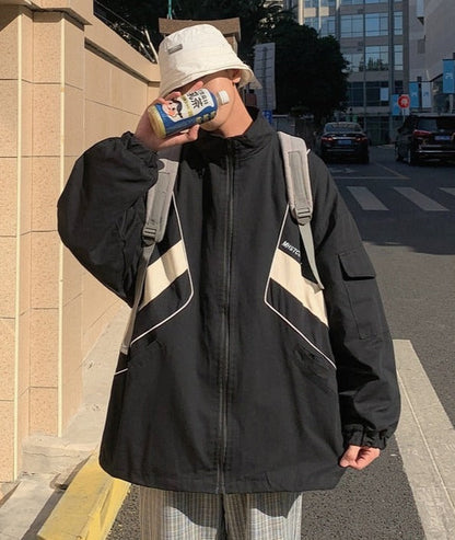 Zip-Up Turn Down Collar Jacket