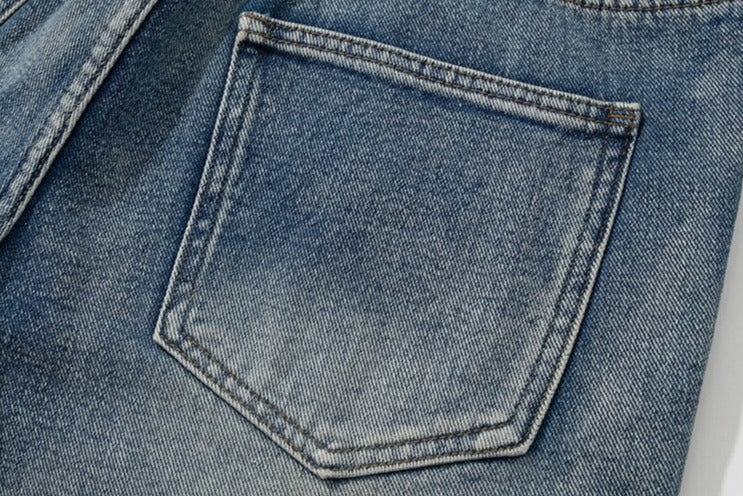 Flame Embroidery Denim Jeans