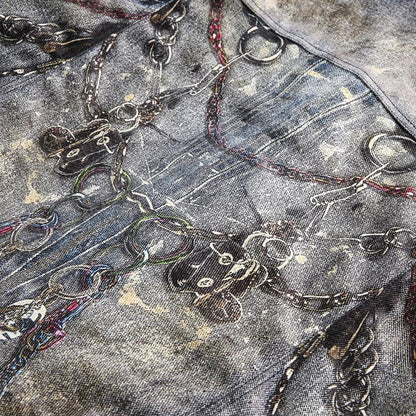 Abstract Chain Detail Denim Jacket