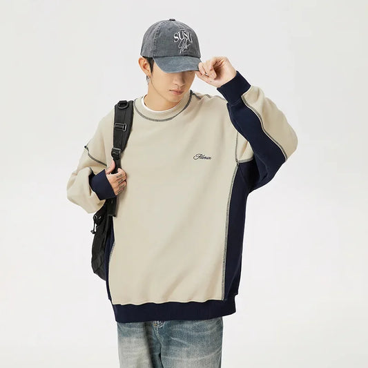 Insulated Loose Casual Letter Splice Sweatshirt