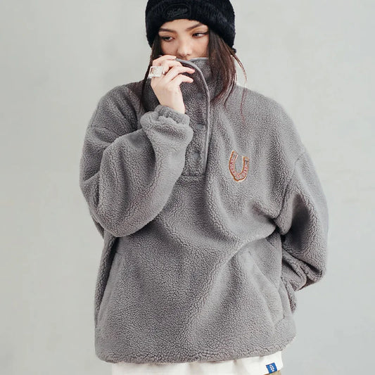 Cozy Polar Fleece Half Placket Sweatshirt