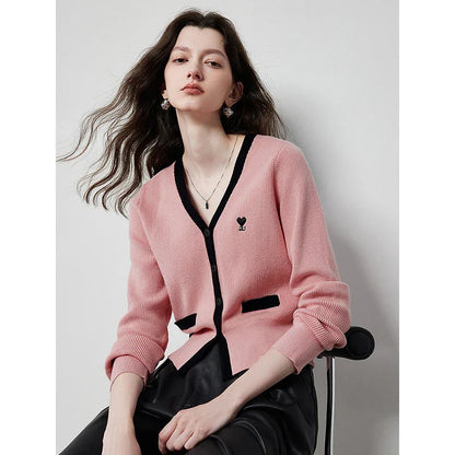 V-Neck Slim Waist Knitted Cardigan