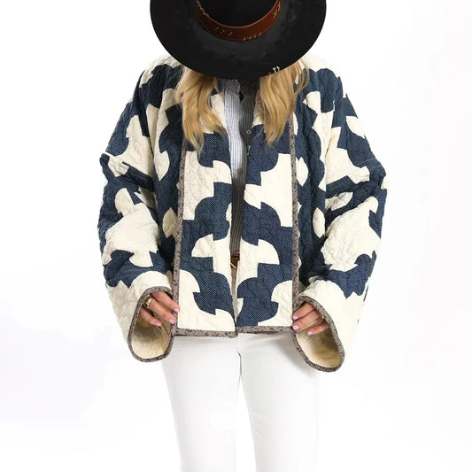 Durable Chic Colorblock Loose Lapel Jacket