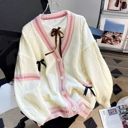 Kawaii Bow Knitted Cardigans