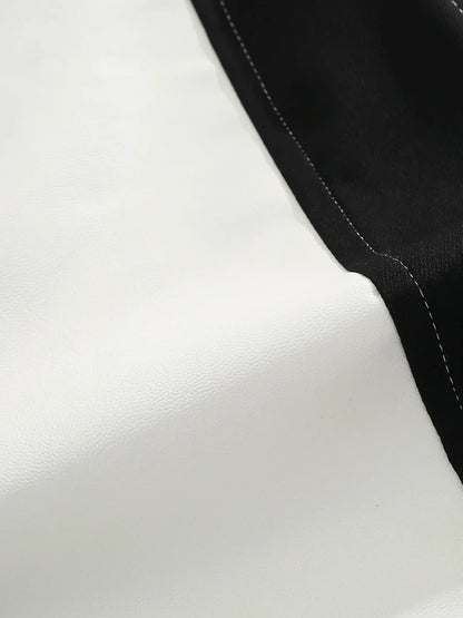 American Contrast Color Leather Workwear Jacket