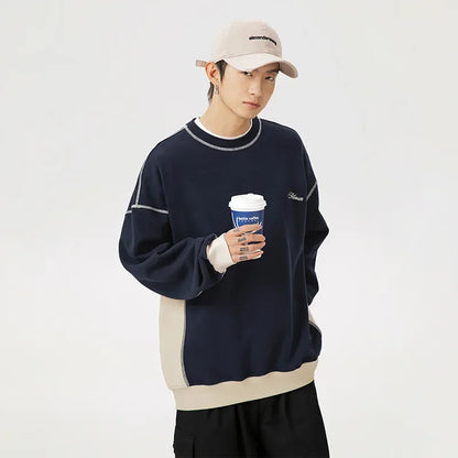Insulated Loose Casual Letter Splice Sweatshirt