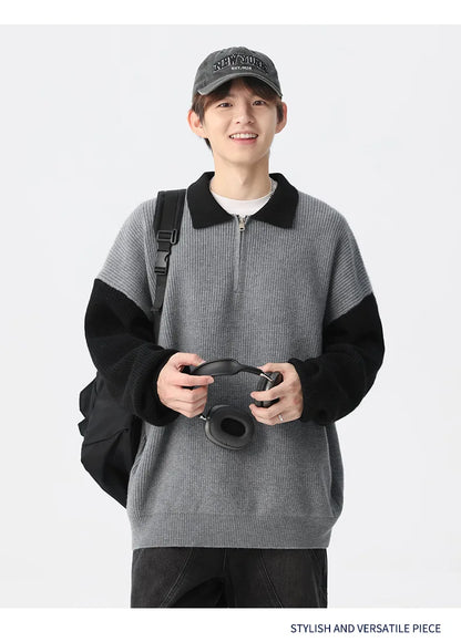 Cozy Bootcut Knitted Half Zipper Sweater