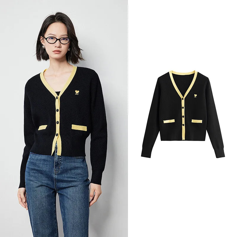 V-Neck Slim Waist Knitted Cardigan
