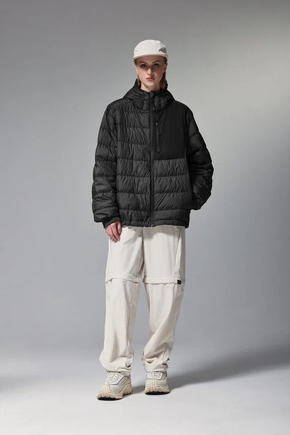 Patchwork Hooded Puffer Jacket