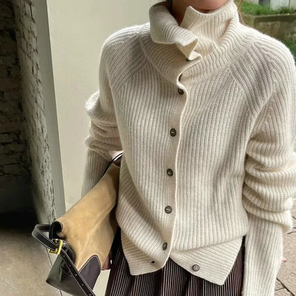 Luxurious Wool Turtleneck Cardigan Sweater Coat