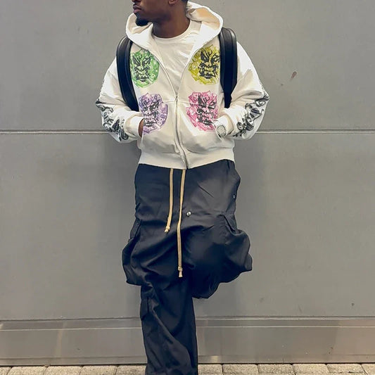Men Casual Vintage Retro Oversized Baggy Sweatshirt