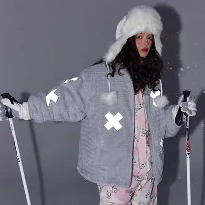 Cross-Emblem Reflective Puffer Jacket