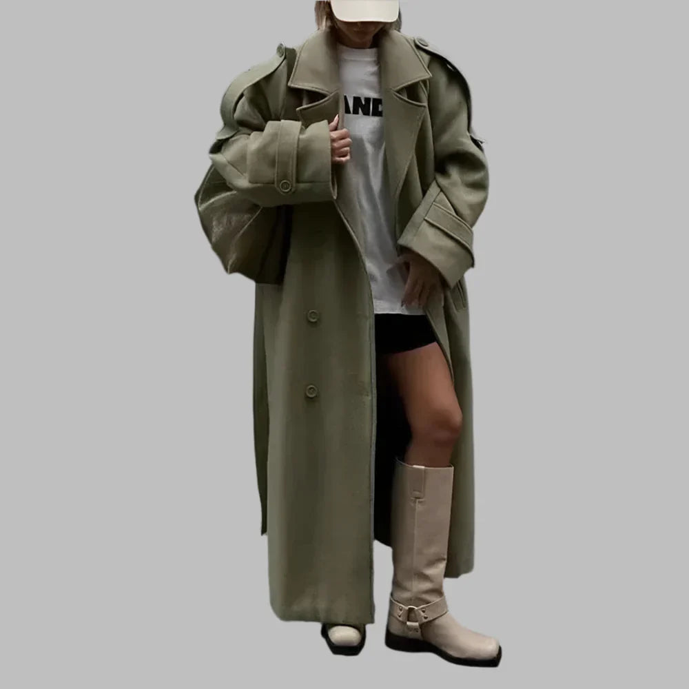 Vintage Solid Chic Long Coat