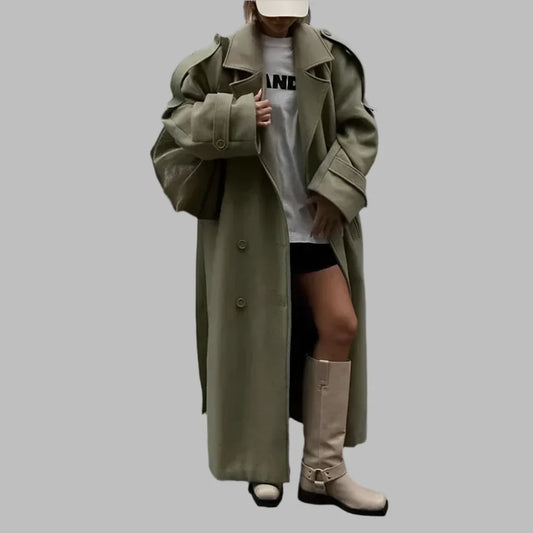 Vintage Solid Chic Long Coat