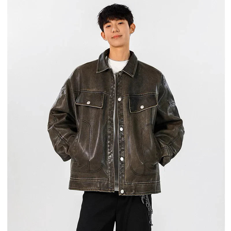 Classic Premium Vintage Loose Leather Motorcycle Jacket