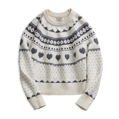 White Fair Isle Knit Sweater