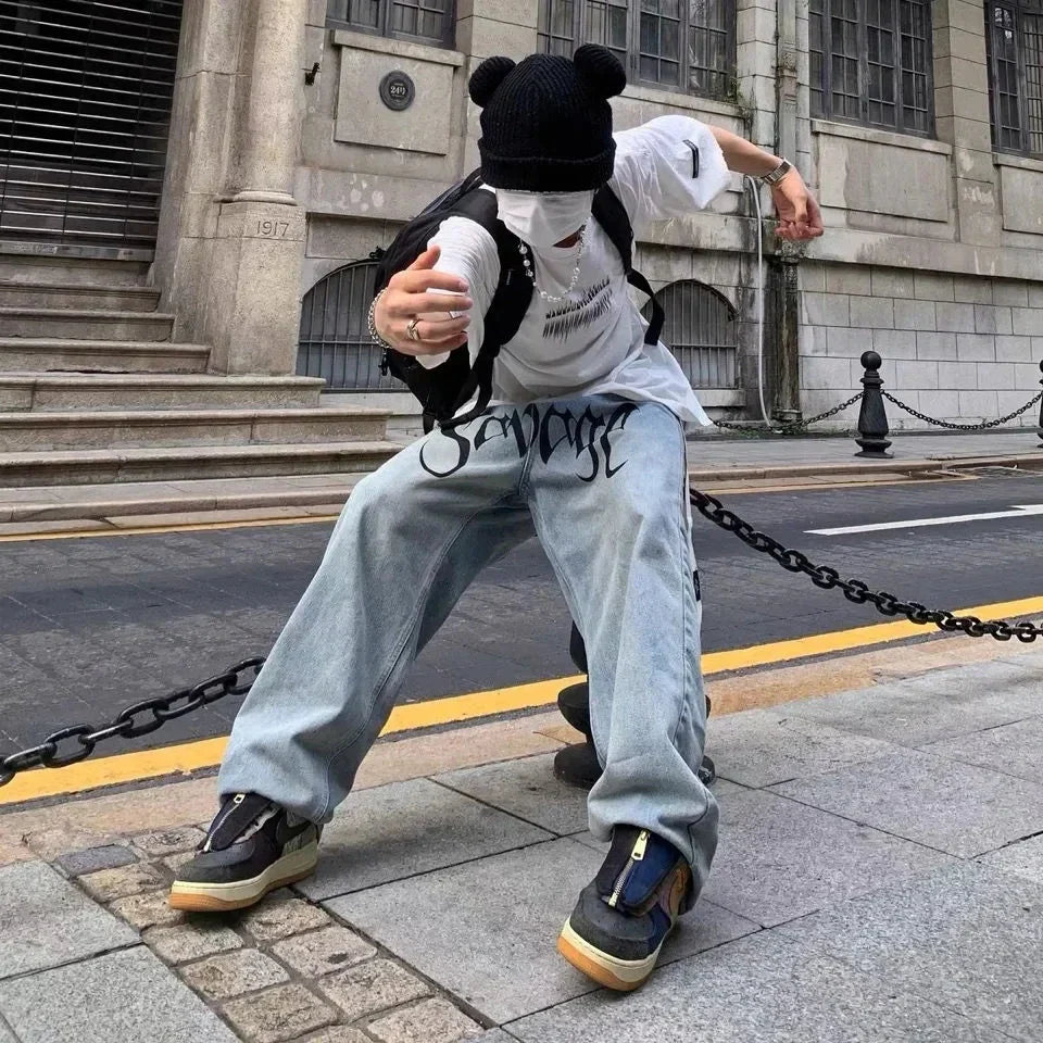 Vintage Belt Baggy Jeans