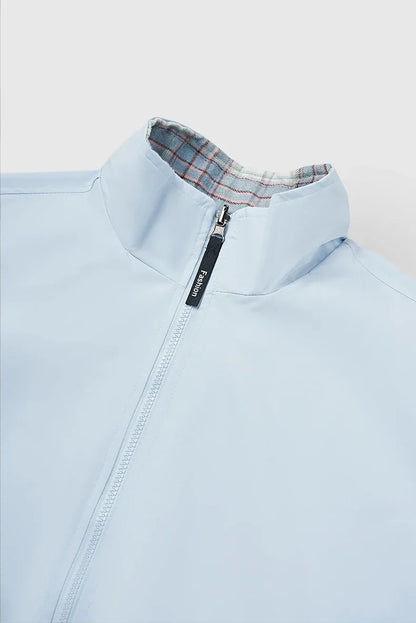 Solid Color Zip-Up Windbreaker Jacket